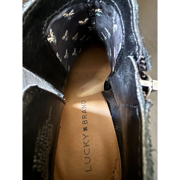 LUCKY BRAND LP-PONIC BLACK SUEDE TEXTURED CASUAL EVERYDAY ANKLE BOOTS SIZE 8M - Picture 5 of 9